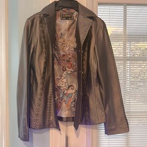 Butter soft women’s leather blazer/jacket. Metallic gold/ bronze . Super cute!